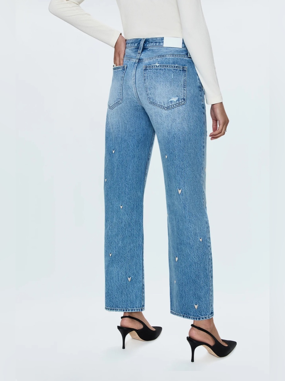 PISTOLA LEXI MID RISE BOWED STRAIGHT JEAN - CONFETTI VINTAGE - Picture 4 of 15